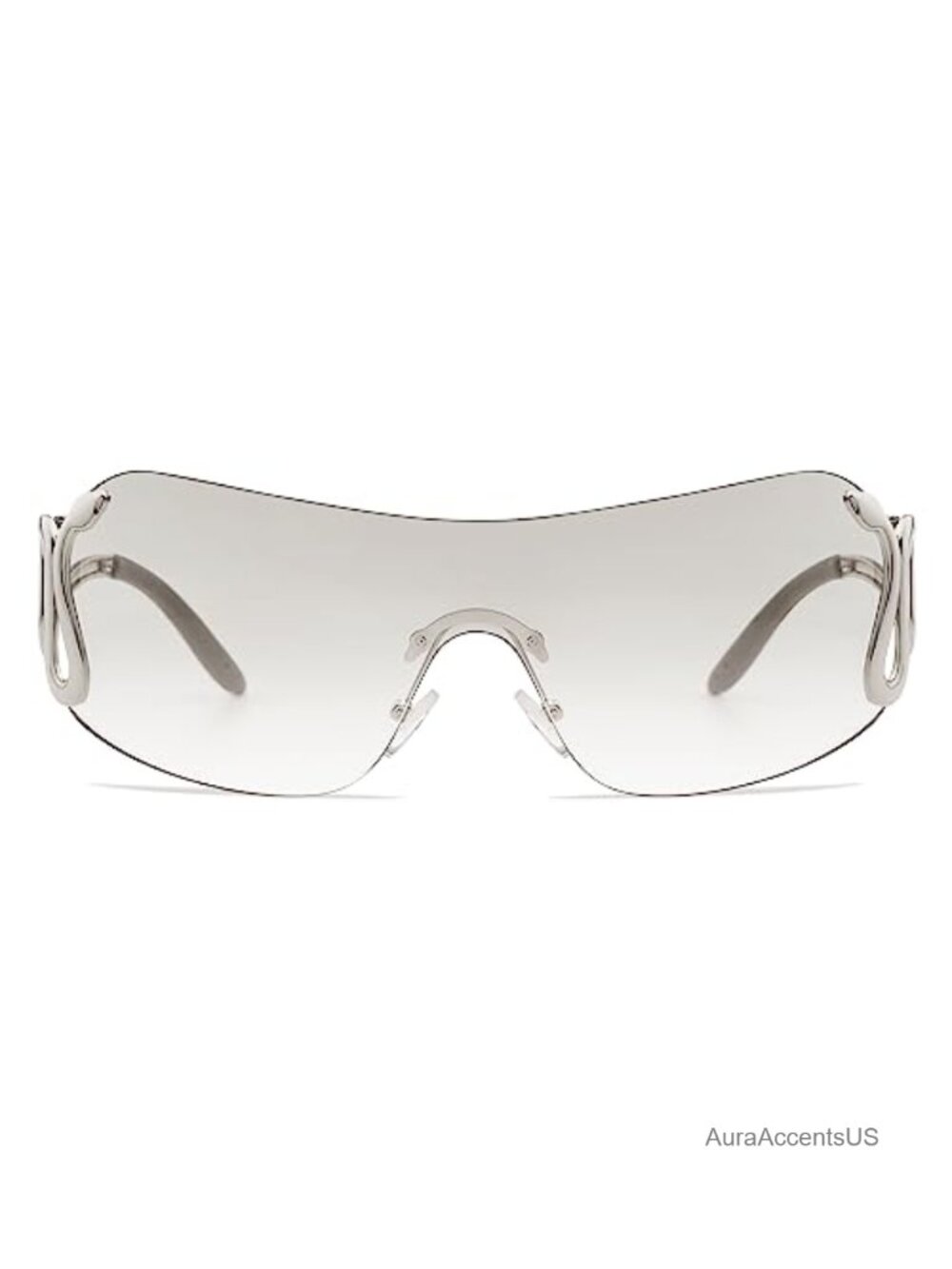 Rimless Y2K Wrap Around Sunglasses UV400 Metal Snake